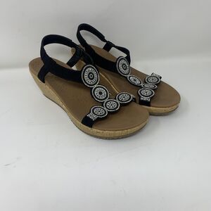 Skechers Black Jeweled Wedge Sandals